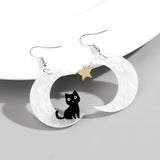 Daiiibabyyy  Halloween Cute Acrylic Star Moon Skull Cat Drop Earrings Fashion Resin Big Animals Earring for Women Girls New Jewelry Gift