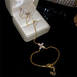 Daiiibabyyy  Light Luxury Cubic Zircon Flower Finger Bracelet for Women Elegant Boho Round Rhinestone Hand Chain Bangle Aesthetics Jewelry