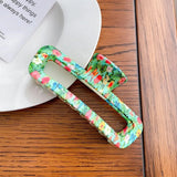 DAIIIBABYY  -  Korean Geometric Hollow-out 12.8CM Rectangular Grab Clip Simple Fashion Printing Plastic High Ponytail Large Shark Clip Female