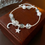 Daiiibabyyy  Crystal Bracelet with Inlaid Rhinestone Stars and Moon for Women and Men New Fashion Sparkle Dainty Jewelry Girl Gift