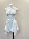 Daiiibabyyy  French Sexy Lingerie Ice Silk Nightgown Women's Pure Pajamas Mesh Lace with Chest Pad Suspender Nightdress Loungewear