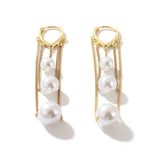 Daiiibabyyy  Exaggerated Pearl Chain Tassel Earrings Niche Temperament Earring Jewelry Women Daily Fashion Accessories