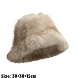 Daiiibabyyy  Winter Faux Fox Fur Bucket Hat Thickened Plus Size Fisherman Hat High Quality Cold-proof Warm Female Ear Protection Women Caps