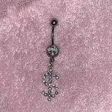 Daiiibabyyy  Y2K Accessories Shiny Crystal Dollar Belly Piercing Fashion Punk Sexy Body Piercing Belly Rings Jewelry Body Accessories