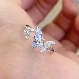 DAIIIBABYYY  -  Blue Butterfly Drip Oil Enamel Open Ring Women's Party Shining Jewelry The Best Gift for A Girlfriend
