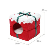 DAIIIBABYYY  -  Christmas Cat Beds Closed Puppy House Winter Warm Pet Dog Sleeping Nest Large Space Bed for Small Dogs Cat Rabbit Holiday Gift