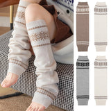 Daiiibabyyy  Korean Style Fair Isle Autumn Winter Snowflake Slouch Socks Women Girls Knitted Socks Leg Warmer Knee High Boot Cuffs Leg Cover