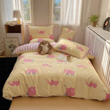 DAIIIBABYYY  -  Instagram Cartoon Cute Pure Cotton Four Piece Set, All Cotton Bed, Nantong Home Textile Quilt Cover, Student Three Piece Set,