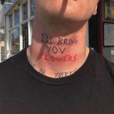 Daiiibabyyy  1 Sheet Neck I Will Bring You Flowers Tattoo Sticker Waterproof Lasting Temporary Tattoo