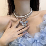 DAIIIBABYYY  -  Sweet and Cool Hot Girl Style Butterfly Tassel Pearl Necklace