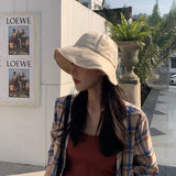 Daiiibabyyy Bucket Hat Women Foldable Sunshade Sun Hats For Women Ladies Korean Fishing Hat Fisherman Cap Adjustable Rope Gorro Sunhat