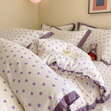DAIIIBABYYY  -  French style pure cotton bed cover, four piece set on bed, 100 small floral all cotton duvet cover, bed sheet, lace style three