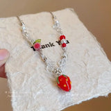 DAIIIBABYYY  -  Fruit Pendant Necklace Fahion Strawberry Pendant For Women Jewelry Party Gifts