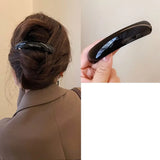 Daiiibabyyy  Fashion Elliptical Leopard Print Hair Clip PVC Arc Spring Clip Grab Clip Headwear Large Hairpin Girl