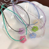 Daiiibabyyy Korean Summer Cute Handmade Pearl Flower Pendant Beaded Neck Clavicle Chain Choker Necklace For Women 2024 Vacation Accessories