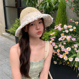 Daiiibabyyy Kint Handmade Lace Summer Outdoor Women Girls Fashion Designer Bucket Street Outdoor Cap