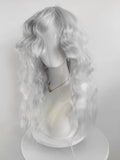 Daiiibabyyy  Silver Gray White Long Roll Big Wave High Quality Synthetic Wig Mid-Water Ripple Roll Wig Ladies Wig