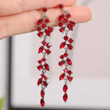 Daiiibabyyy  New Trendy Green Zircon Butterfly Earrings for Women Light Luxury Sweet Long Tassel Earrings Aesthetics Wedding Party Jewelry
