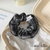 Daiiibabyyy  Korean Stripe Hair Scrunchies Tie Elegant Simple Large Hair Ropes Rubber Bands Ponytail Headwear Hair Accessories For Girls New