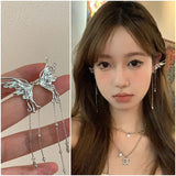 DAIIIBABYYY  -  Personality Elf Butterfly Wing Long Tassel Clip Earring for Women Charm Fake Piercing Ear Cuff Hanging Earring Y2K Jewelry Gift