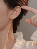 Daiiibabyyy Inlaid Zircon Butterfly Earrings Delicate Simple Golden Butterfly Earring Personalized Jewelry Women Anniversary Gift