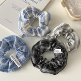 Daiiibabyyy  Korean Stripe Hair Scrunchies Tie Elegant Simple Large Hair Ropes Rubber Bands Ponytail Headwear Hair Accessories For Girls New