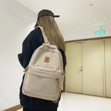 Daiiibabyyy  Fashion Nylon Casual Backpack Solid Color Wear-resistant Students Schoolbag Large Capacity Zipper Travel Rucksack