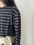 DAIIIBABYYY  -  American Loose Tops Contrast Color Stripes Long Sleeve T-shirt Y2k Women Clothing Harajuku Streetwear Tees Ropa De Mujer