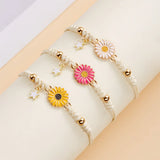 Daiiibabyyy 1pcs New Fashion Simple Colorful Sunflower Star Handwoven Bracelet for Women Sweet Elegant Party Jewelry Gifts
