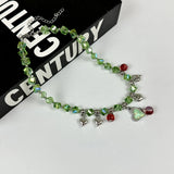 DAIIIBABYYY  -  Mint Green Crystal Block Bead Necklace New Heart-Shaped Tassel Fashionable Creative Design Colorful Necklace Women's Jewelry