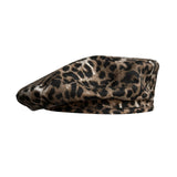 Daiiibabyyy  Women's Wool Blend Beret Hat Leopard Print Chic Elegance Painter Cap with UFO Design (Versatile Casual)