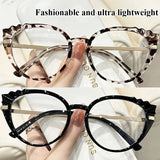 Daiiibabyyy  Fashionable New Cat Eye Glasses for Men and Women, Ultra Light Full Frame Glasses, High-definition Anti Blue Light Glasses