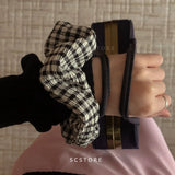 DAIIIBABYYY  -  Satin Silk Scrunchies for Hair Free Shipiping Ties Romantic Plaid Pattern Korean Fashion Hairstyle  Elastic Hair Rubber Bands