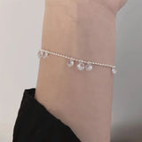 Daiiibabyyy  French Minimalist Zircon Crystal Tassel Clavicle Chain Bracelet Ring For Women Birthday Party Wedding Jewelry Gifts