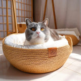 DAIIIBABYYY  -  Cat Basket Warm Round Sleeping Bed Sweet Cat Bed Cozy Kitten Lounger Cushion Detachable 2 in1 Cats Beds Washable Pet Cave