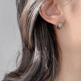 Daiiibabyyy  Silver Color Irregular Hollow Grid Hoop Earrings for Women Geometric Creative Punk Earring Party Jewelry Gift