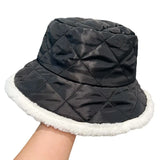 Daiiibabyyy  Winter Cotton Hats Lightweight Warm Hat Bucket Hat Fashion Versatile Foldable Basin Hat Plush Women's Hats Down Panama Caps