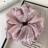 DAIIIBABYYY  -  Elegant Shiny Bright Silk Scrunchies Pink White Oversized Hair Ties Rope Lazy Low Ponytail Holder Women Student Girls Hair Bands