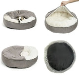 DAIIIBABYYY  -  Orthopedic Dog Bed Machine Washable with Hooded Blanket Winter Warm Waterproof Dirt Resistant Cat Puppy House Cuddler dog beds
