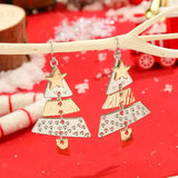 Daiiibabyyy  Gold and Silver Color Christmas Tree Earrings Metal Pendant Hoop Drop Earring For Women Ear Hook Fashion Party Accessories Gifts