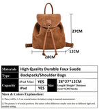 Daiiibabyyy Burminsa Vintage Suede Backpack For Women Trend Designer Anti-theft Travel Bagpack Teenage Girls School Bags Brown Black