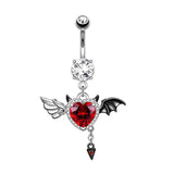 Daiiibabyyy  Y2K Jewelry Devil Angel Navel Ring Sexy Punk Charm Rivet Wings Red Crystal Navel Nail Body Piercing Accessories Goth