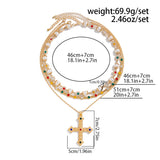 DAIIIBABYYY  -  3pcs/set Fashion Luxury Imitation Pearl Rhinestone Flower Beads Choker Necklace Men Exquisite Cross Pendant Jewelry