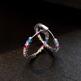 Daiiibabyyy  Colorful Zircon Pleated Round Ear Buckles Fashion Personalized Simple Light Luxury High-end Hoop Earrings for Women
