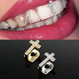 DAIIIBABYYY  -  Fashion Personalized Cross Inlaid Shiny Cubic Zirconia Teeth Grills Men Women Hip-hop Party Exquisite Accessories Holiday Gifts