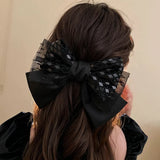 Daiiibabyyy  Korean Mesh Sequin Bow Hair Clip for Women Temperament Design Top Clip Hair Claws Fashion High Sense Hair Accessories