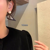 DAIIIBABYYY  -  Elegant Big Round Imitation Pearl Ear Clip Stud Earring Wedding Jewelry for Women Korean Fashion No Piercing Earrings