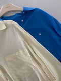 DAIIIBABYYY  -  Shirt Loose Silhouette Lazy Style Top Early Spring Simple Layered Blue Shirt for Women