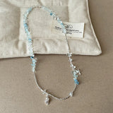 Daiiibabyyy  Stylish Irregular Crystal Natural Stone Star Trumpet Shell Beaded Necklace for Women Shiny Silver Water Wave Chain Chokers