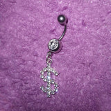 Daiiibabyyy  Y2K Accessories Shiny Crystal Dollar Belly Piercing Fashion Punk Sexy Body Piercing Belly Rings Jewelry Body Accessories